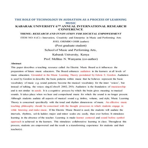 Paper for presentation