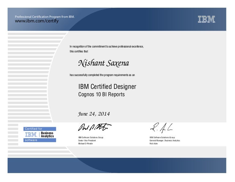 IBM Certification Cognos 10 BI Reports