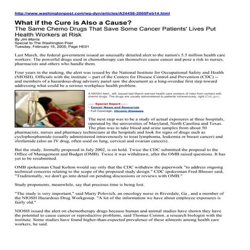 WashingtonPost WhatiftheCureisAlsoaCause 15Feb2005