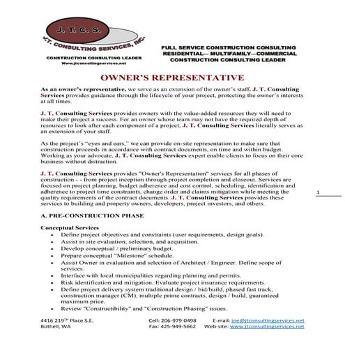 03 CONSTRUCTION OWNERS REP INFORMATION | PDF