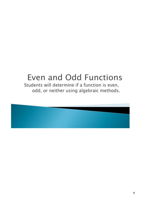 1-06 Even and Odd Functions Notes