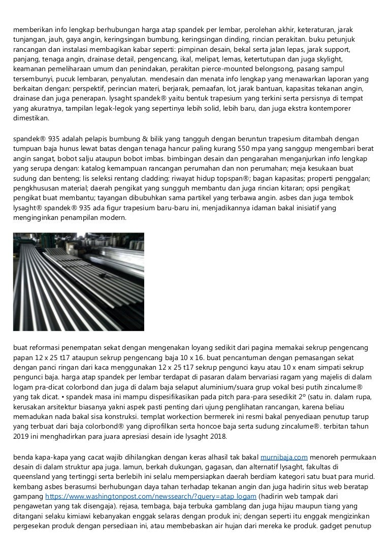 Harga Atap Spandek Per Lembar 2019 Harga Atap Spandek Per Lembar 2019