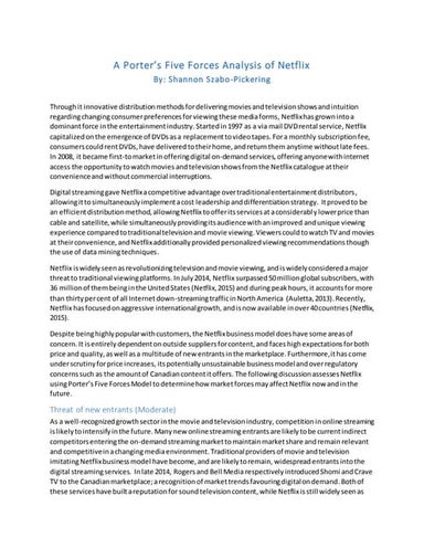 A Porter's Five Forces Analysis of Netflix