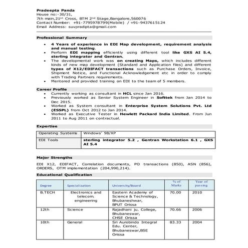 Pradeepta Panda_Resume_EDI_4Yrs Exp | DOCX