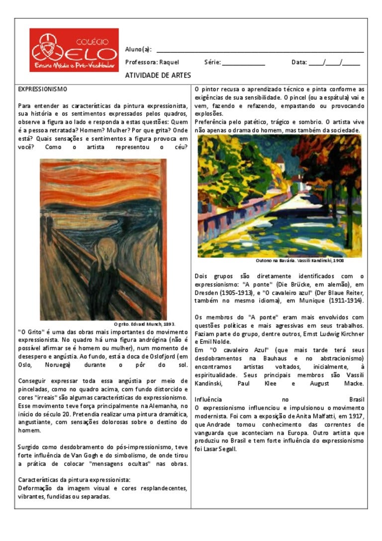 Texto sobre o expressionismo Texto sobre o expressionismo