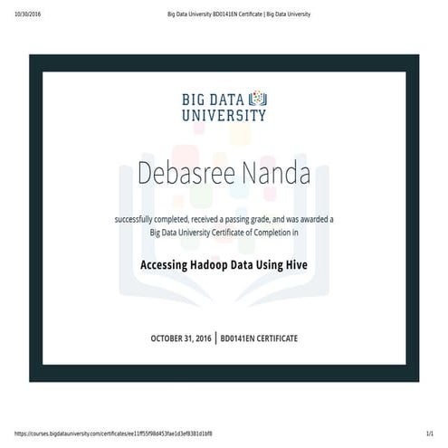 Big Data University BD0141EN Certificate _ Big Data University | PPT