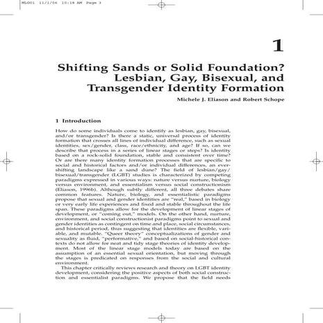 Shifting Sands or Solid Foundation? Lesbian, Gay, Bisexual, and Transgender Identity Formation