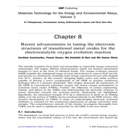 Recent advancements in tuning the electronic structures of transitional metal...