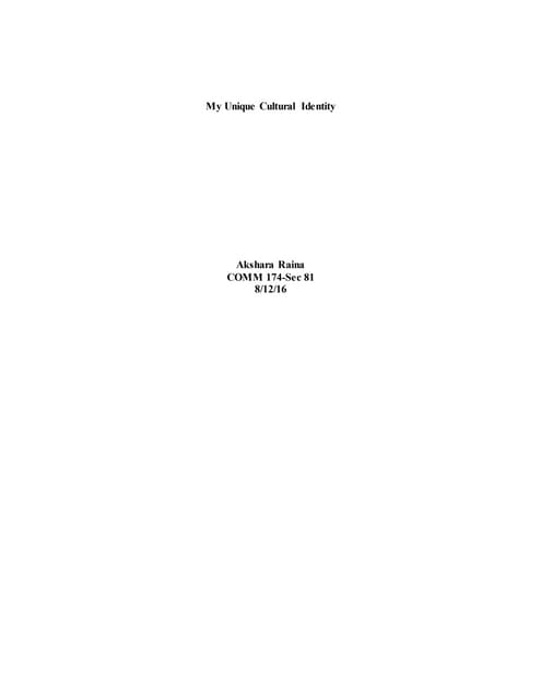 Essay on cultural identity