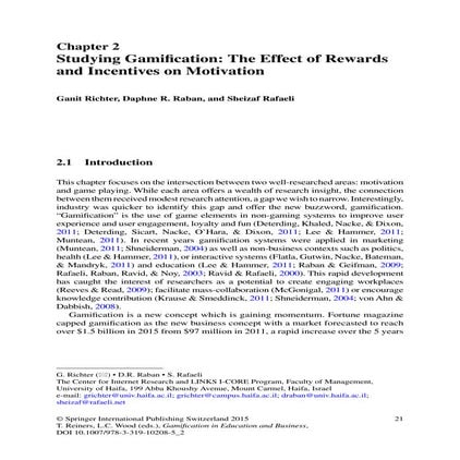 Studying Gamifi cation: The Effect of Rewards and Incentives on Motivation