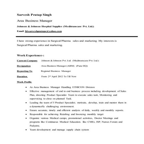 Sarvesh Pratap Singh resume