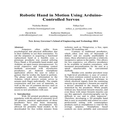 Robotic Hand in Motion Final Paper