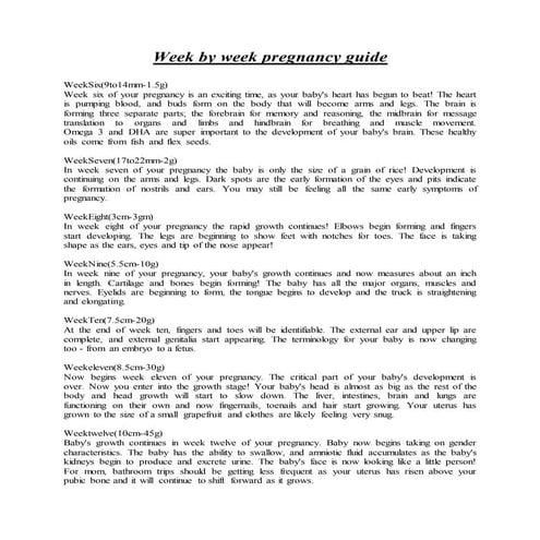 Week by week pregnancy guide