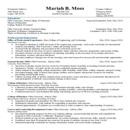Mariah Moss Resume _ October 2016