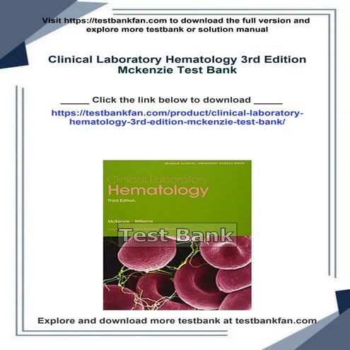 Clinical Laboratory Hematology 3rd Edition Mckenzie Test Bank | PDF