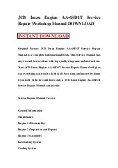 JCB Isuzu Engine AA-6SD1T Service Repair Workshop Manual DOWNLOAD