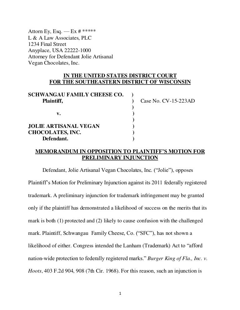 Writing Sample Legal Advocacy