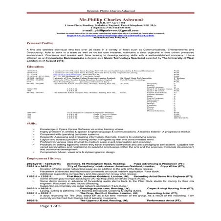 Reception Admin Resume