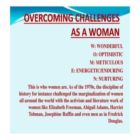 Overcoming challenges as a Woman