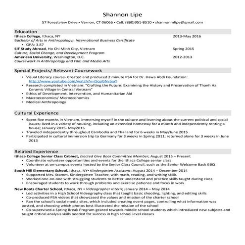 Shannon Lipe Resume