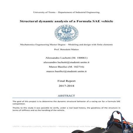 Structural dynamic analysis of a Formula SAE vehicle
