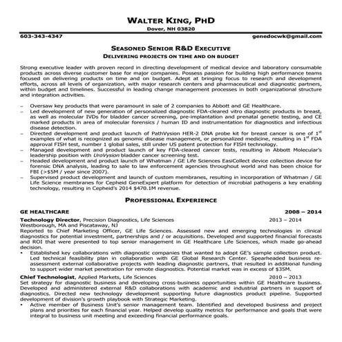 Walter King Resume 2015