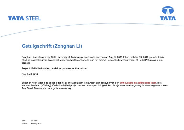 format stage getuigschrift