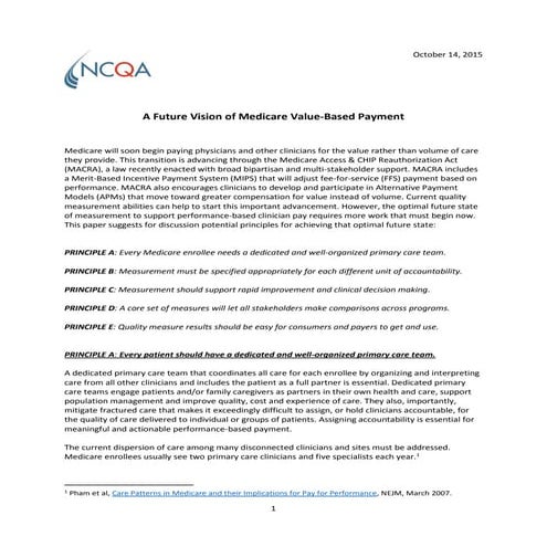 NCQA_Future Vision for Medicare Value-Based Payments Final