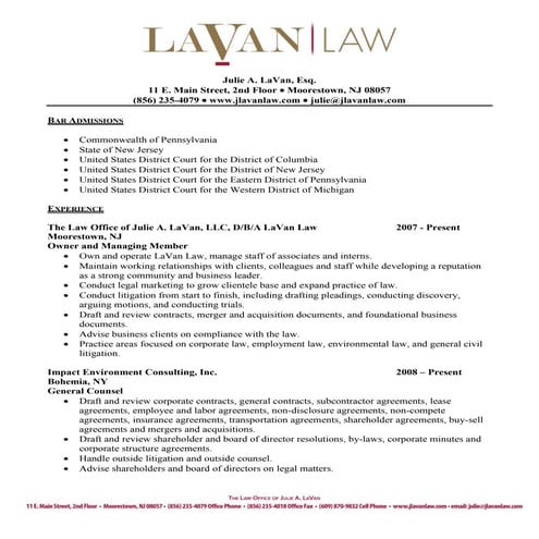 Julie LaVan CV