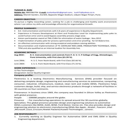 CV_Tushar Bari__Aug  2015.txt