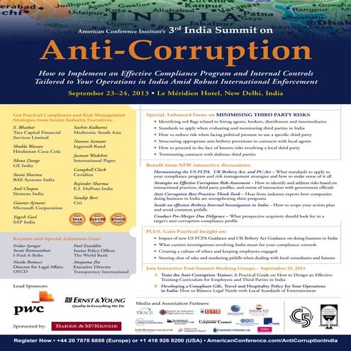 ACI's 3rd India Summit on Anti-Corruption - Brochure Available!