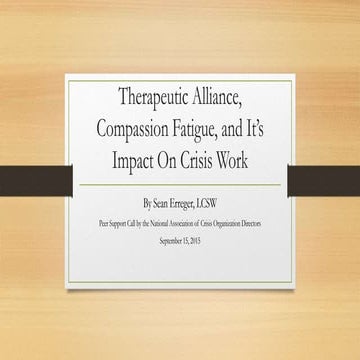 Counter-Transferce and Compassion Fatigue in Crisis Work