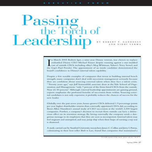 Passing the Torch of Leadership