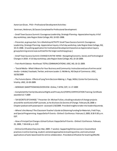 Aaron Lee Givan PhD PROF DEVELOPMEN...