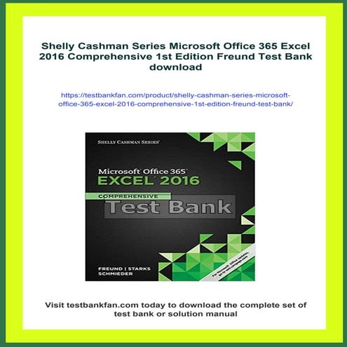 Shelly Cashman Series Microsoft Office 365 Excel 2016 Comprehensive 1st ...