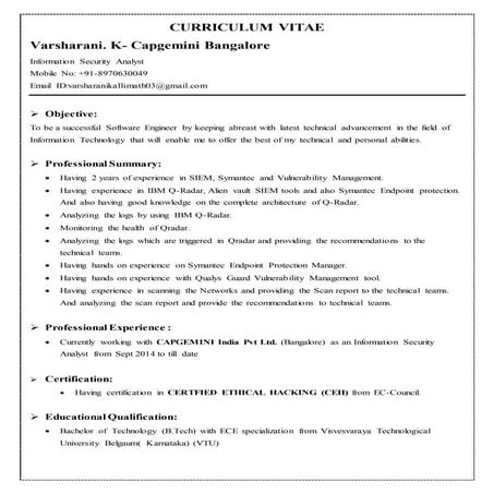 Resume - Varsharani