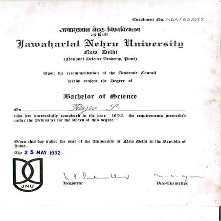 Rajiv Satyanarayan BTech transcript | PDF