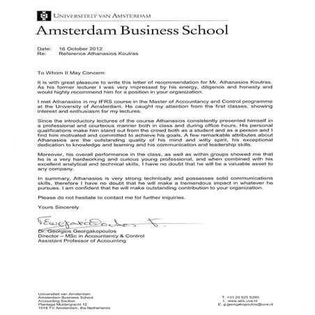 Reference letter (Professor Mr. Georgakopoulos) | PDF