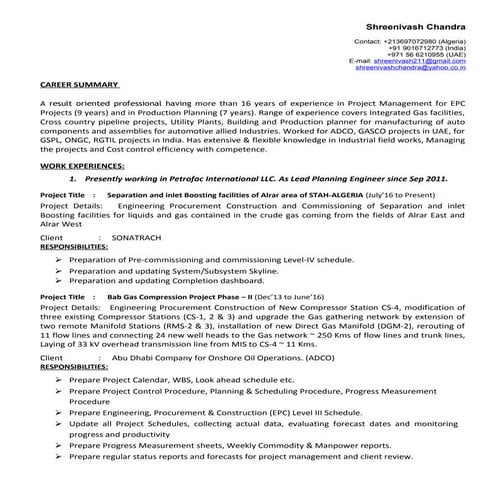 CV Shreenivash Chandra