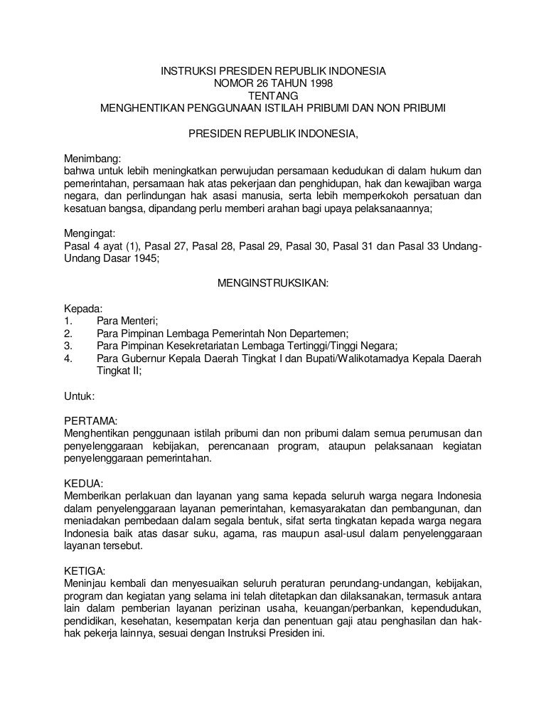 Inpres No 26 Tahun 1988