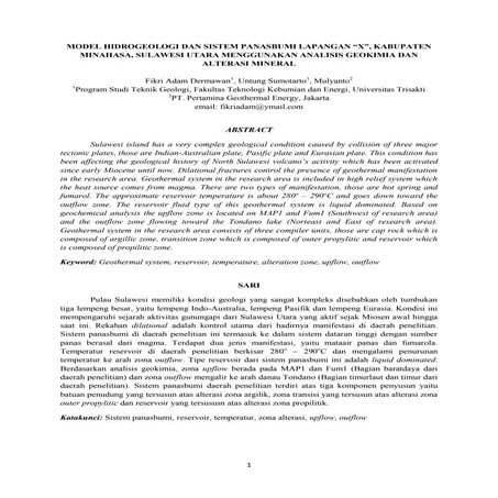 Paper TA - MODEL HIDROGEOLOGI DAN SISTEM PANASBUMI LAPANGAN “X”, KABUPATEN MI...