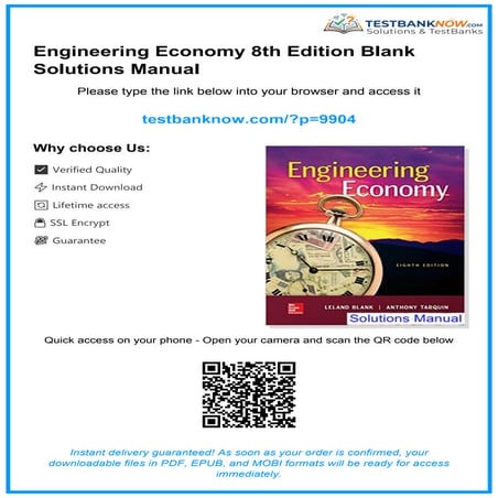 Engineering economy 8th edition blank solutions manual | PDF