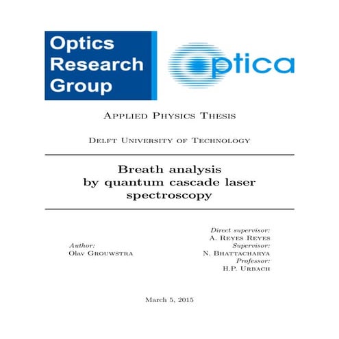 Breath analysis by quantum cascade spectroscopy - Master thesis by Olav Grouw...