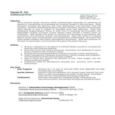 Sr. Quality Assurance Analyst (MD) 02-08