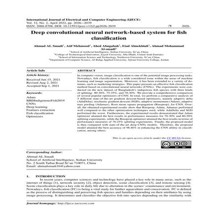 Deep convolutional neural network-based system for fish classification