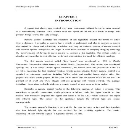 3) Remote Controlled Fan Regulator