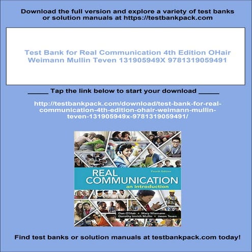 Test Bank for Real Communication 4th Edition OHair Weimann Mullin Teven 13190...