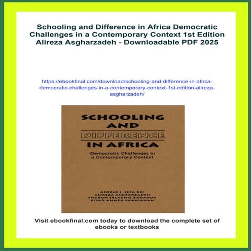 Schooling and Difference in Africa Democratic Challenges in a Contemporary Co...