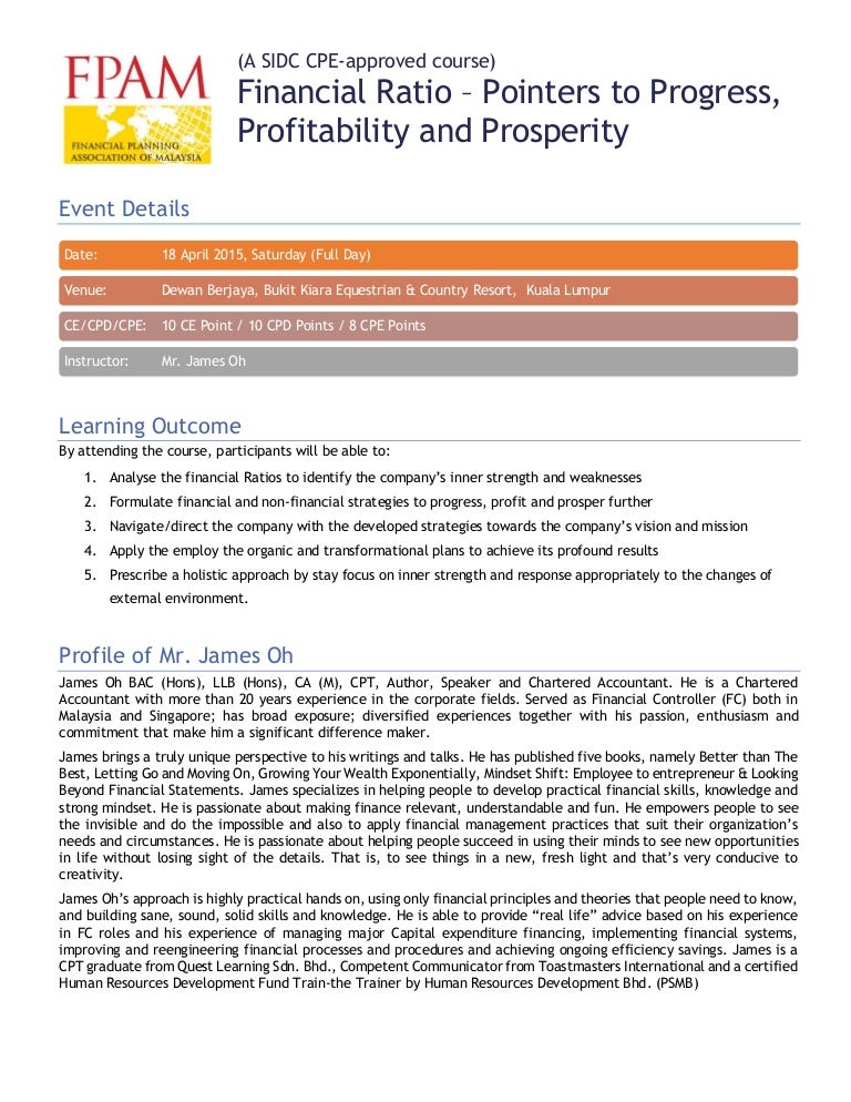 Financial Ratio Pointers To Progress Profitability And Prosperit