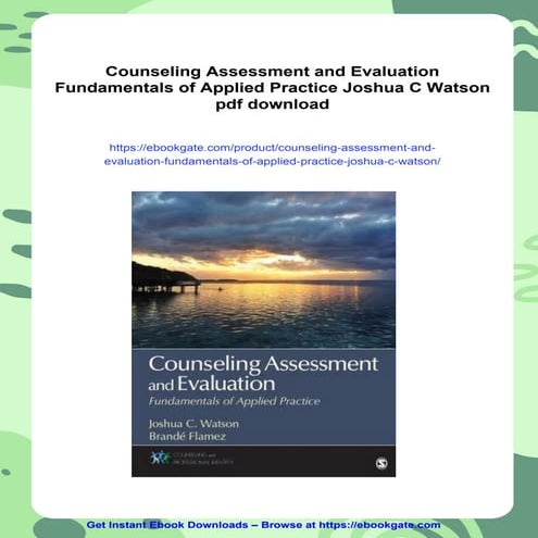Counseling Assessment and Evaluation Fundamentals of Applied Practice ...